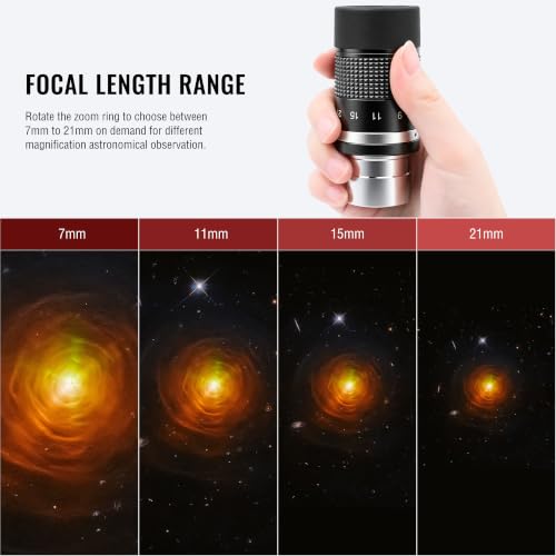 Alstar Zoom Eyepiece 1.25" 7 to 21mm Zoom Multi-Coated Telescope Eyepiece 7-21mm