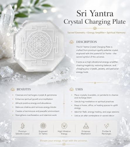 Beautiful Selenite 3" Etched Charging Plate Crystal Healing Reiki FENG Shui Gemstone Gift Positive Energy Peace Meditation Handcrafted