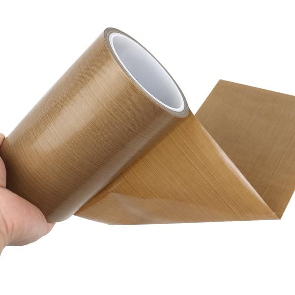 BOMEI PACK PTFE Glass Cloth Tape 6.3mil x 8 "x 33 ft High Temperature PTFE Tape Abrasion Resistant Surface Protection for Vacuum Sealer Machine, Hand Impulse Sealers Insulation Coated 1R Teflon 8in33ft