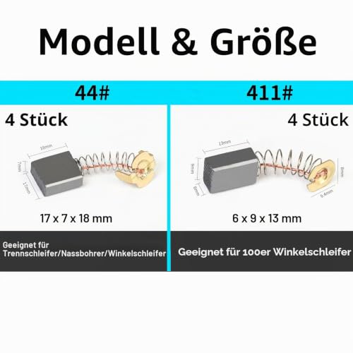 40 Pieces Power Tool Carbon Brushes Replacement Set - 10 Sizes Universal Motor Carbon Brushes for Hammer Drill, Drill Bit Angle Grinder