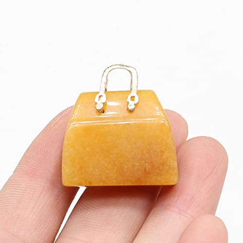 QSLLER 5pcs Handbag Model Statue Natural Stones Ornament Rose Quartz Amethyst Hand Carved Figurine Yoga Energy Healing Crystals Home Decor