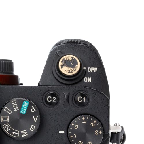 Kanagawa Wave Pattern Camera Hot Shoe Cover Shutter Button for Sony A1 A7C A7CR A7CII A7R A7M2 A7M3 A6700 A6600 A6500 A6400 A6300 (Copper Alloy-Set) Copper Alloy-Set