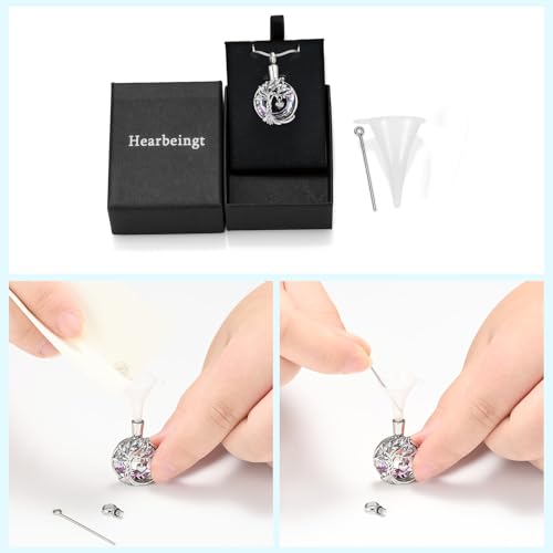 Hearbeingt Teardrop Urn Necklaces for Ashes Tree of Life Memorial Locket Tree of Life-Silver-P