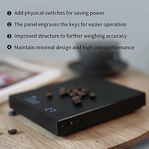 TIMEMORE Coffee Scale Basic 2.0 Electronic Espresso Scale with Timer,2000 Grams and Water Flow Rate and Timer Function,Flow Rate Display 2024 Upgraded Version Black