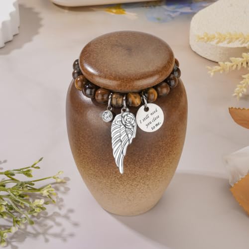 XIUDA 4.06 Inches Small Urns for Human Ashes Keepsake Ceramic Memorials Cremation Urns Handcrafted Decorative Keepsake Memorial Urn for Burial Medium Funeral Urn for Adult Male Female 4.06inch Ellipse Brown