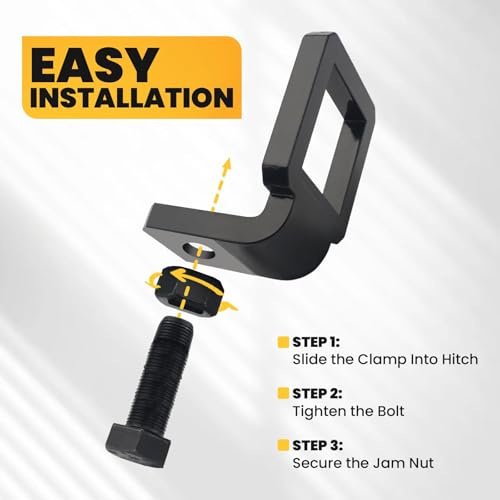 Joytrace 2-inch anti-rattle trailer hitch clamp for three-point accessories, black metal clamp image