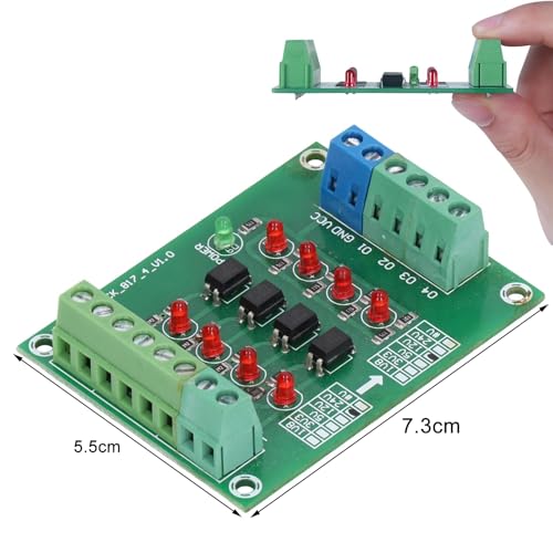Fyearfly Optocoupler Insulation Card, 4-Channel Optocoupler Insulation Module 24V to 5V PLC Signal Level Voltage Converter Electrical Component for Pnp to Npn Conversion