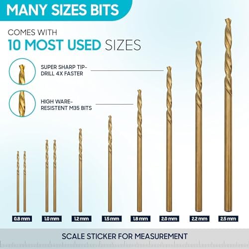 [Australia - AusPower] - Pin Vise Hand Drill for Jewelry Making - Craft911 Manual Craft Drill Sharp HSS Micro Mini Twist Drill Bits Set, Small Rotary Tools for Wood, Plastic, Miniature - Blue Basic 