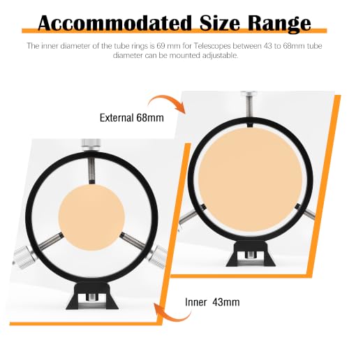 Astromania Adjustable Guide Scope Ring Set with Plate 69 mm Inside Diameter Inside Diameter -69MM