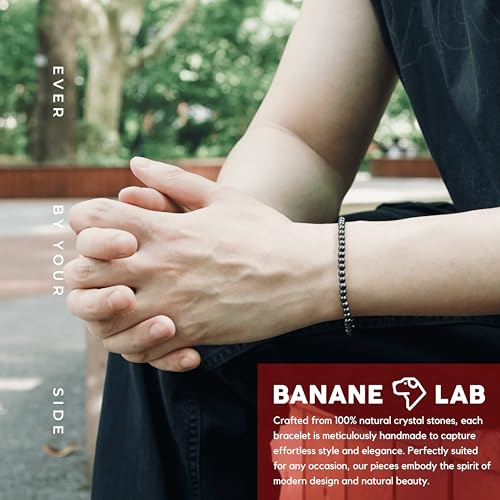 BANANE LAB Healing Crystal Beaded Bracelet, 4/6/8mm Beads for 6.5" Wrist Hematite 4MM Beads (Fits 6.5" Wrist)