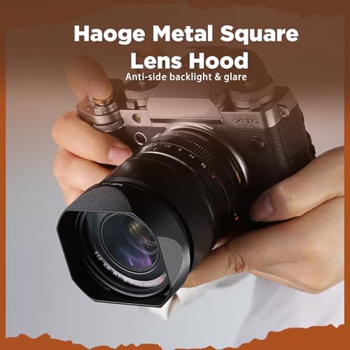 Haoge Metal Square Lens Hood for Fujifilm Fuji XF23mm f1.4 R LM WR Lens (58MM) Fujinon XF33mm F1.4 R LM WR Lens, Fujinon XF 16-50mm F2.8-4.8 R LM WR Lens Bayonet Hood Shade,with Metal Cap Kit