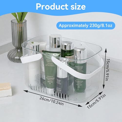 Shower Caddy Basket, Plastic Bathroom Shower Caddy with Handle and Drain Holes, Tote Organizer Basket Bin for Dorm Bathroom College Gym, 10.24in*5.9in*5.9in