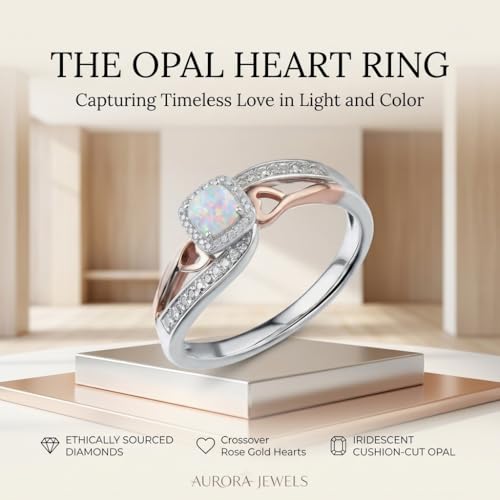 Cremation Urn Ring for Women 18K White Gold Plated Cremation Ring Memorial Ashes Keepsake Jewelry Gifts for Women Opal 9