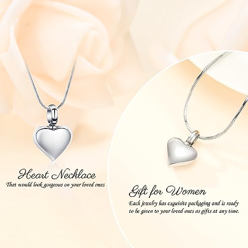 Minicremation Cremation Heart Urn Necklace Ashes Jewelry for Women Men Keepsake Pendant Memorial Locket Ash Holder Sliver-A
