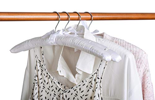 Amber Home 10 Pack Large White Satin Padded Hangers for Women Clothing 17"