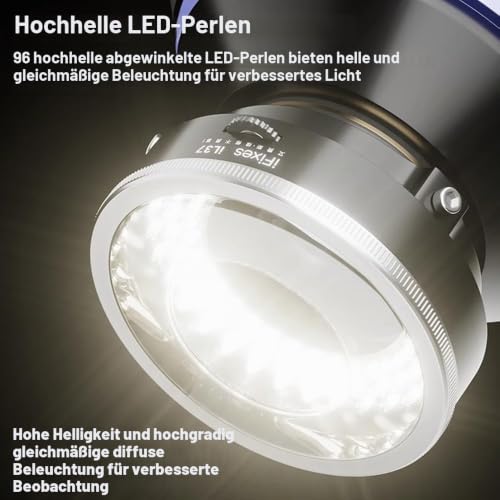 Microscope Polarized Optical System LED Lighting Ring Light, 96 Pieces LED Light Beads, Anti-Glare Light Source for Microscopes