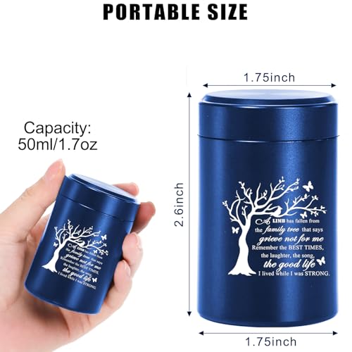 Small Mini Urns for Human Ashes Keepsake Tree of Life Sharing Urns for Female Male, Heart Cremation Jewelry Urn Necklaces for Ashes for Women Men, Blue