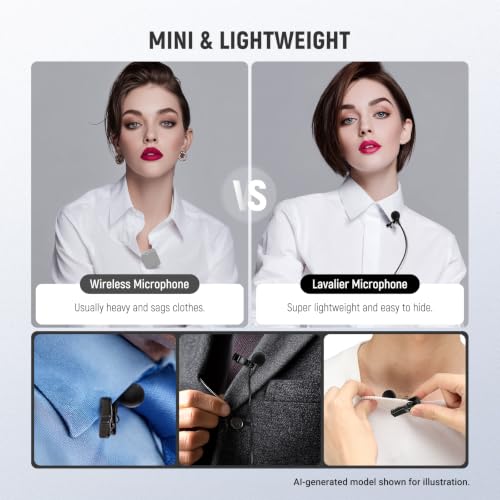 NEEWER LM8 ø4mm Mini Lavalier Microphone (2 Pack), Clip On Wired Condenser