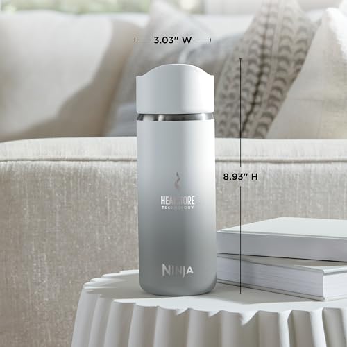 Ninja, Travel Mug, Sip Perfect 16oz, Brings Hot Drinks to Sippable Temperature in Minutes, Stainless Steel, Leak Proof, Dishwasher Safe, Metal Insulated Tumbler, White, DW1603WH 16 Ounces