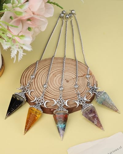 RENEMEGO Rainbow Stone Pendulum Crystal - Witchcraft Supplies, Pendulos De Energia, Wiccan Supplies and Tools, Healing Crystal Pendulum for Chakra Meditation Divination Reiki Energy Balancing Gift