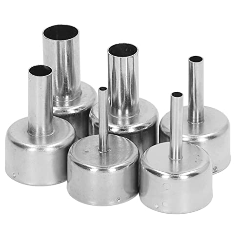 Pack of 6 soldering station nozzle blow soldering accessories mouth tips for hot air attachment hot air for gun nozzle for desoldering air for gun nozzle for gun Tsui kit heat guns