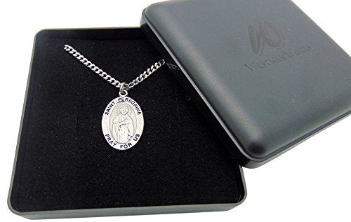 St Peregrine Solid Pewter One Inch Saint Medal with Stainless Steel Chain