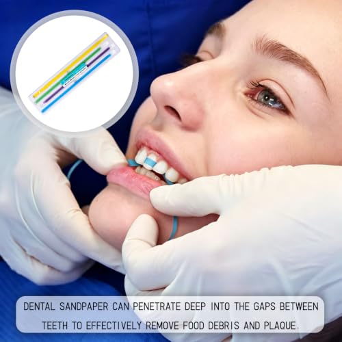Pack of 60 Teeth Sandpaper for Spaces, Tooth Sandpaper 15 x 4.5 cm, Dental Sanding Strips Polishing Strips Teeth Polishing Finishing Gloss Contouring Tool Kit for Deep Cleaning of Teeth