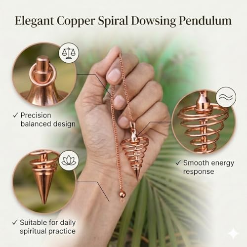Jet Authentic Vortex Copper Metal Pendulum with Chain for Meditation, Dowsing & Spiritual Practices | Spiritual Tool Copper Divination Pendulum