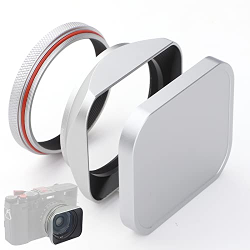 Haoge LH-X200S Square Metal Lens Hood with 49mm Ultra Slim MC UV for Fuji x100v x100f x100t Camera