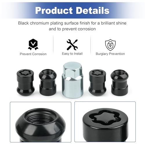 Black-chromed short wheel lock lug nut set, Generic 08W42S2A100
