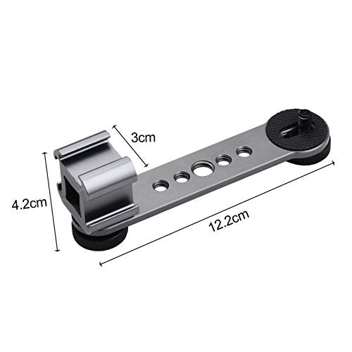 Andoer Triple Cold Shoe Mount Bracket Extension Bar with 1/4 Inch & 3/8 Inch Thread for Gimbal Stabilizer Tripod Camera Flash Light