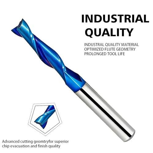 HZBIAO 2-flute upcut spiral CNC router bit, 1/4-inch carbide shank and cutting diameter, wood carving tool