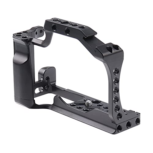 FocusFoto Camera Cage Video Filmmaking Stabilizer Rig Aluminium Alloy Extension Frame with Cold Shoe and 1/4" 3/8" Screw Mouting for Canon EOS M50 Mark II/M50/M5 Mirrorless Camera
