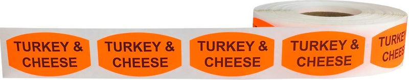 Turkey and Cheese Grocery Store Food Labels .75 x 1.375 Inch Oval Shape 500 Total Adhesive Stickers (Pack of 2) 0.75 x 1.375" Oval (Pack of 2)