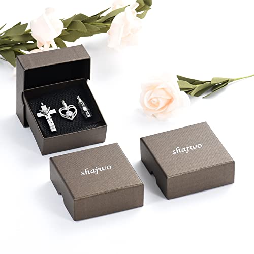 shajwo 3 Pack Urn Necklace for Ashes for Women Gilrs Heart Cross Cylinder Cremation Jewelry for Ashes Memorial Keepsake Birthstone Pendant White