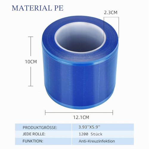 Unihubys Barrier Film Tatto Protective Film – Barrier Film Roll 1200 Sheets 4 x 6 Inch Tattoo Dental Disposable PE Protective Film with Dispenser to Fend Against Infections