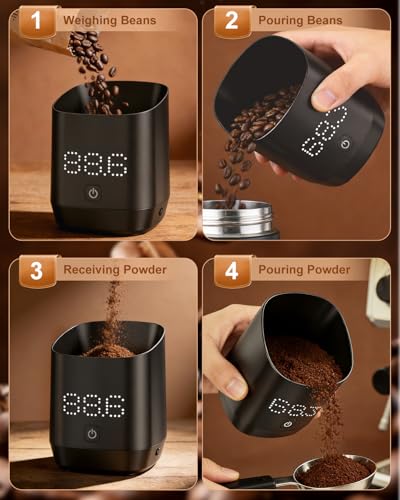 Coffee Scale with Timer, Digital Coffee Scales for Espresso & Pour Over, USB-C Rechargeable Barista Scale with External Display, Minimalist Design (Black)