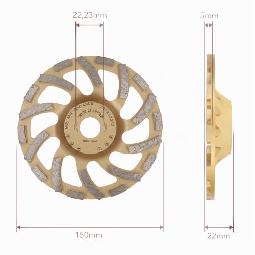 PRODIAMANT Diamond Cup Wheel 150 mm x 22.2 mm Turbo ST81 Diamond Grinding Wheel Concrete Natural Stone Professional Quality 150 / 22,23mm