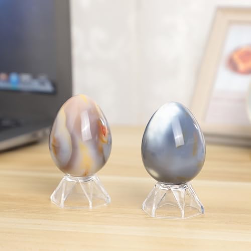 moonsix Natural Orca Agate Stone Egg Sphere with Acrylic Base, 48-70mm 1.88-2.75 inch