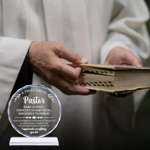 Pastor Appreciation Gifts Exquisite Crystal Plaque with Gift Box Packaging, Thank You Gifts for Pastor, Christmas/Retirement/Birthday Pastor Gifts