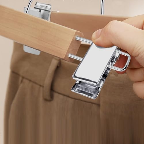 10pcs Children's gold Wooden Hangers,Natural Wooden Kids Gold Hanger,Coat Skirt Hangers with Gold Clips,Toddler Hangers for Baby Clothes Closet(Silver) (Silver) Silver