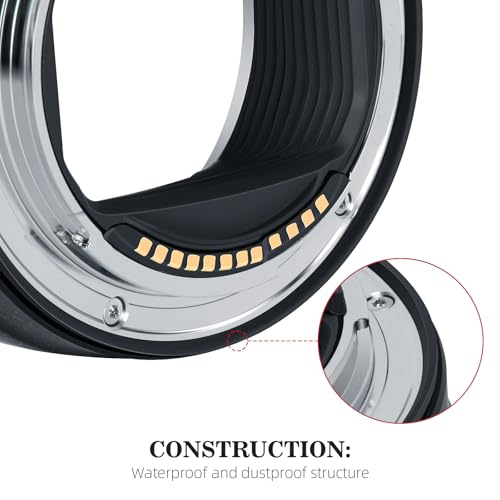 EF-EOS R Auto Focus Lens Mount Adapter, Compatible with Canon EF/EF-S Lenses for EOS R, R3, R5, R6, R7, R8, RP, R50, R100 Mirrorless Cameras