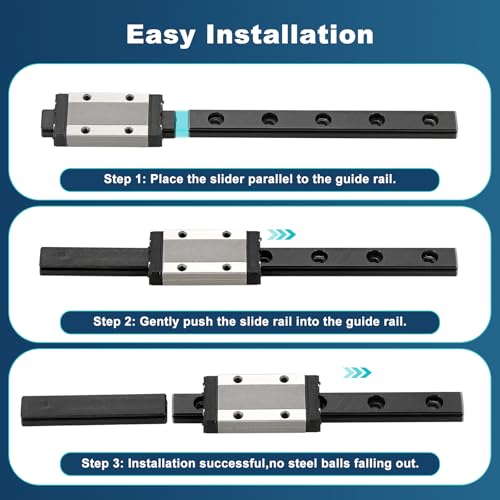 sourcing map 2 Pcs MGN9 450mm Linear Sliding Rail Guide with MGN9H Sliding Carriage Block and Mini Guide, Linear Motion Guideway for Mini Engraving CNC Machine 3D Printer
