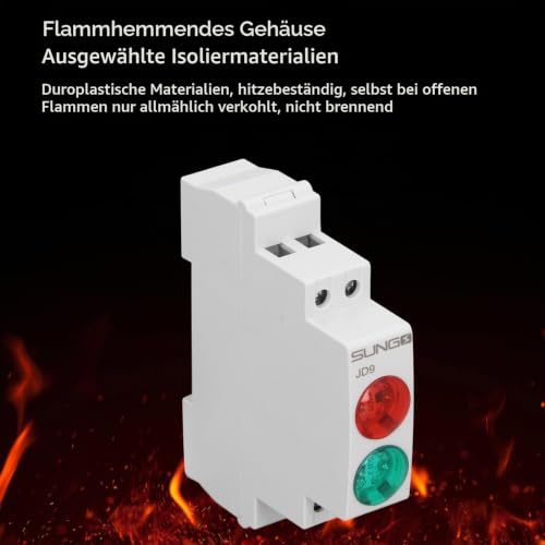 DIN Rail Signal Light, Red/Green Two Tone LED Indicator Light, 230V AC/DC Rail Mount Indicator for Distribution Boxes, CNC Lathes and Electrical Control Systems