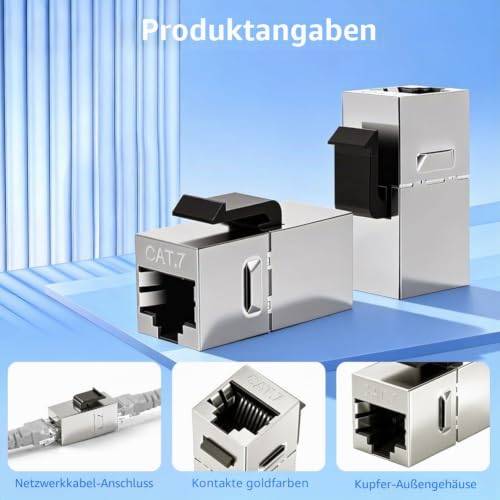 OFFCUP 5X CAT7 Keystone Module RJ45 10Gbps Toolless Snap-in | Network Module for CAT6 CAT6a CAT5e CAT5 Ethernet Connector Patch Panel Network Socket 5 Items