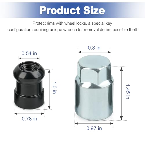 Generic black-chromed short wheel lock lug nut set, 08W42S2A100