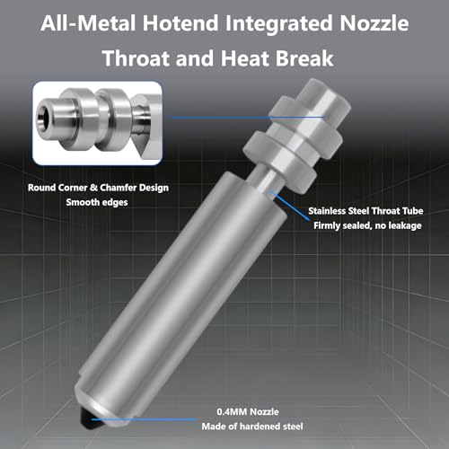 2PCS 0.4mm Nozzle for Anycubic Kobra X, Kobra 4, Integrated Throat Tube Hardened Steel Nozzles Quick-Release All Metal High Speed Hotend Nozzle Kobra X Replacement Print Head Hot end 0.4mm Nozzle 2PCS 0.4MM Nozzle