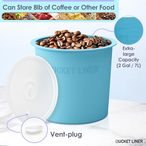 2 Gallon with Lid – Reusable Silicone Bucket Pail Liner for Kitchen, Outdoor, Gardening, Camping, Thinset & Paint Food Grade, Foldable & Heat-Resistant – Multi-Purpose,Blue Blue 2 Gallon With Lid