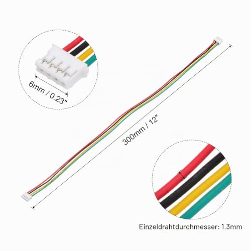 QUARKZMAN Pack of 30 JST-XH Plugs, 4 Pin Female Male Pin Header, 2.54 mm Spacing Female Adapter with 26AWG 300 mm Pre-Crimped Cable Wire