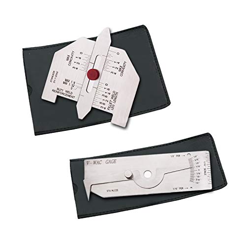 Necygoo Style C weld gauge set with porosity, undercut, convexity and concavity gauges, stainless steel inch measurements